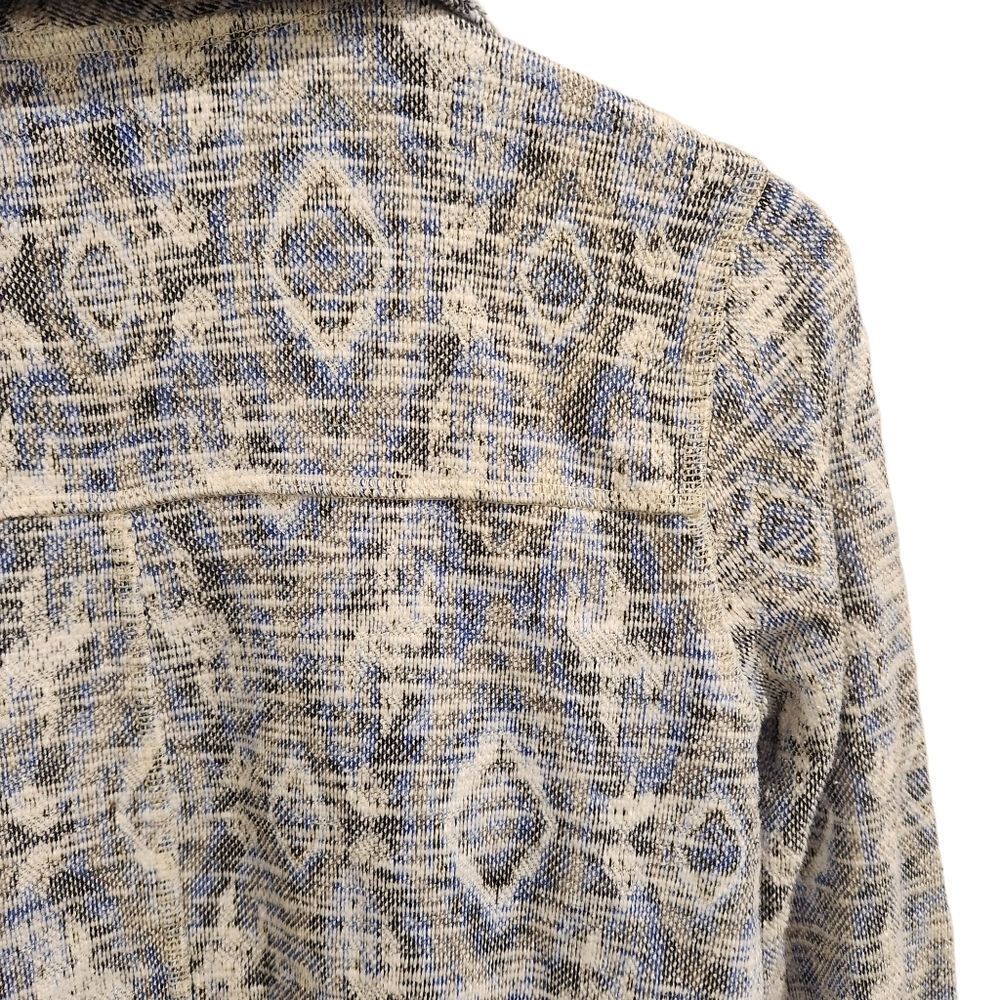 Lucky Brand Heathered Aztec Print Open Waterfall Cardigan Sweater BlueSmall - Picture 4 of 5